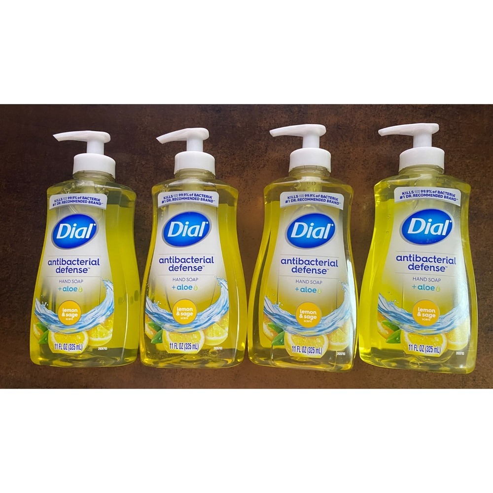 4x11oz. Dial LEMON & SAGE Liquid Hand Soap Wash Pump Anti Bacterial KILLS 99%